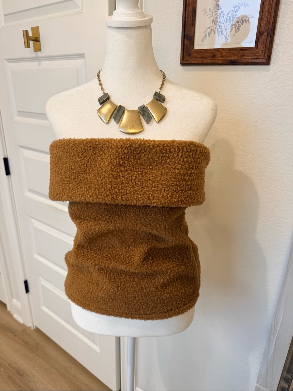 Zara Women’s Strapless Teddy Knit Sweater Tube Top - Brown